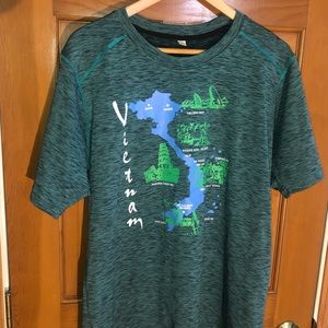 UNIQUE Vietnam tee. Hvy Poly/spandex construct. 3XL but fits much smaller (XL)